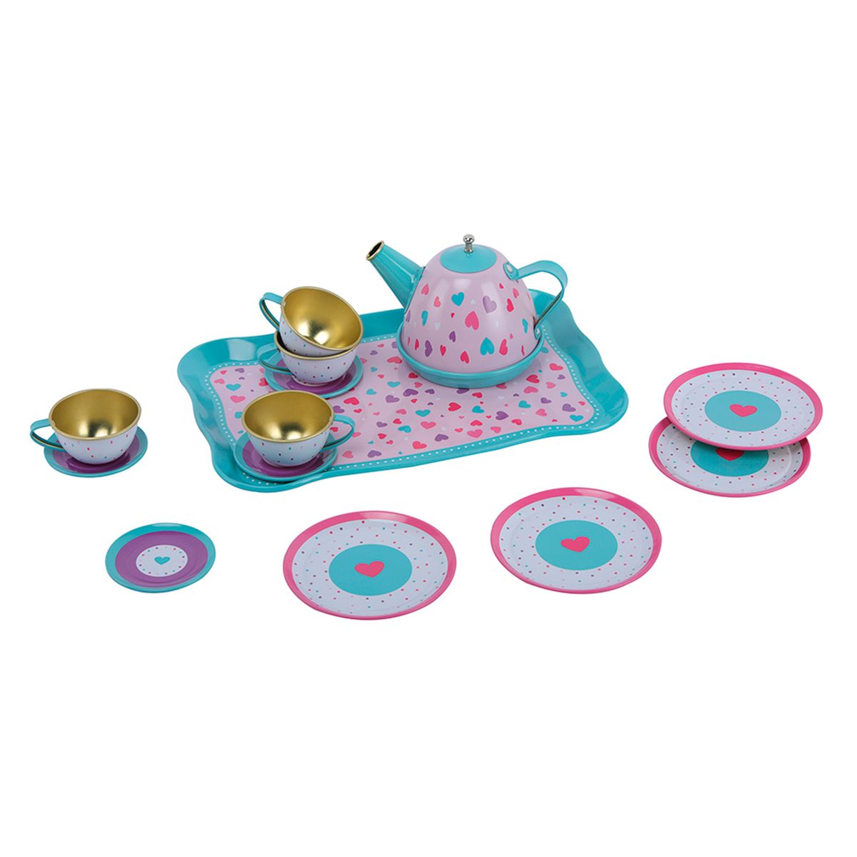 KIDS N PLAY - Set de Te Metálico con Bandeja Unicornio 15 Pzas