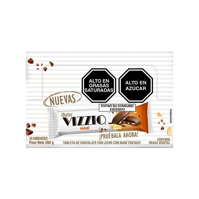 COSTA - Chocolate Vizzio Maní Tableta 26g 10 Unidades
