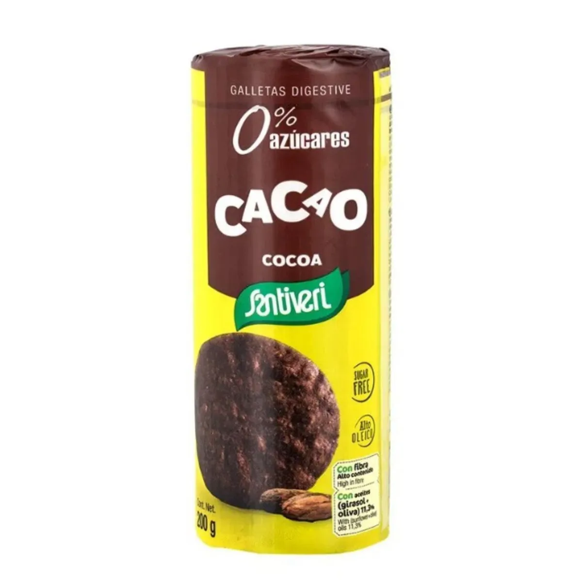 SANTIVERI - Galleta Digestiva Santiveri Cacao 0 Azúcar Empaque 200 g