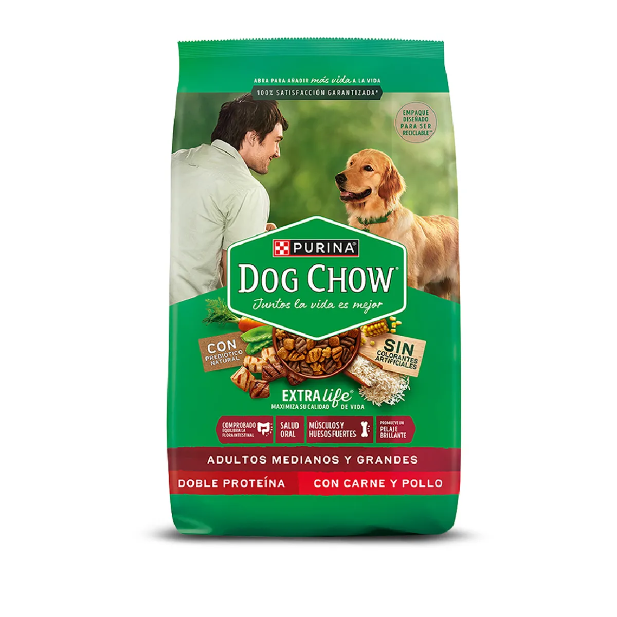 DOG CHOW - Alimento Seco Perros Adultos Grandes Medianos Dog Chow Carne Pollo Bolsa 15 Kg
