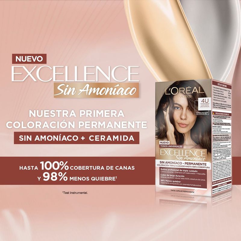 EXCELLENCE - Kit Tinte Capilar Excellence Sin Amoniaco Tono 4U Castaño