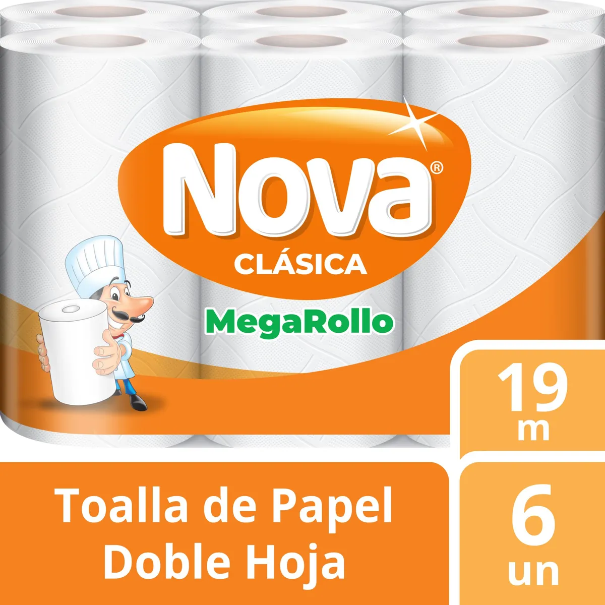 NOVA - Papel Toalla Nova Clásica Doble Hoja Mega Empaque 6 Und
