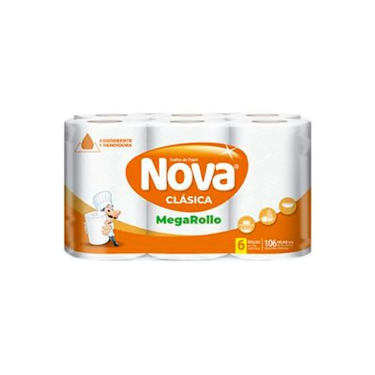 NOVA - Papel Toalla Nova Clásica Doble Hoja Mega Empaque 6 Und