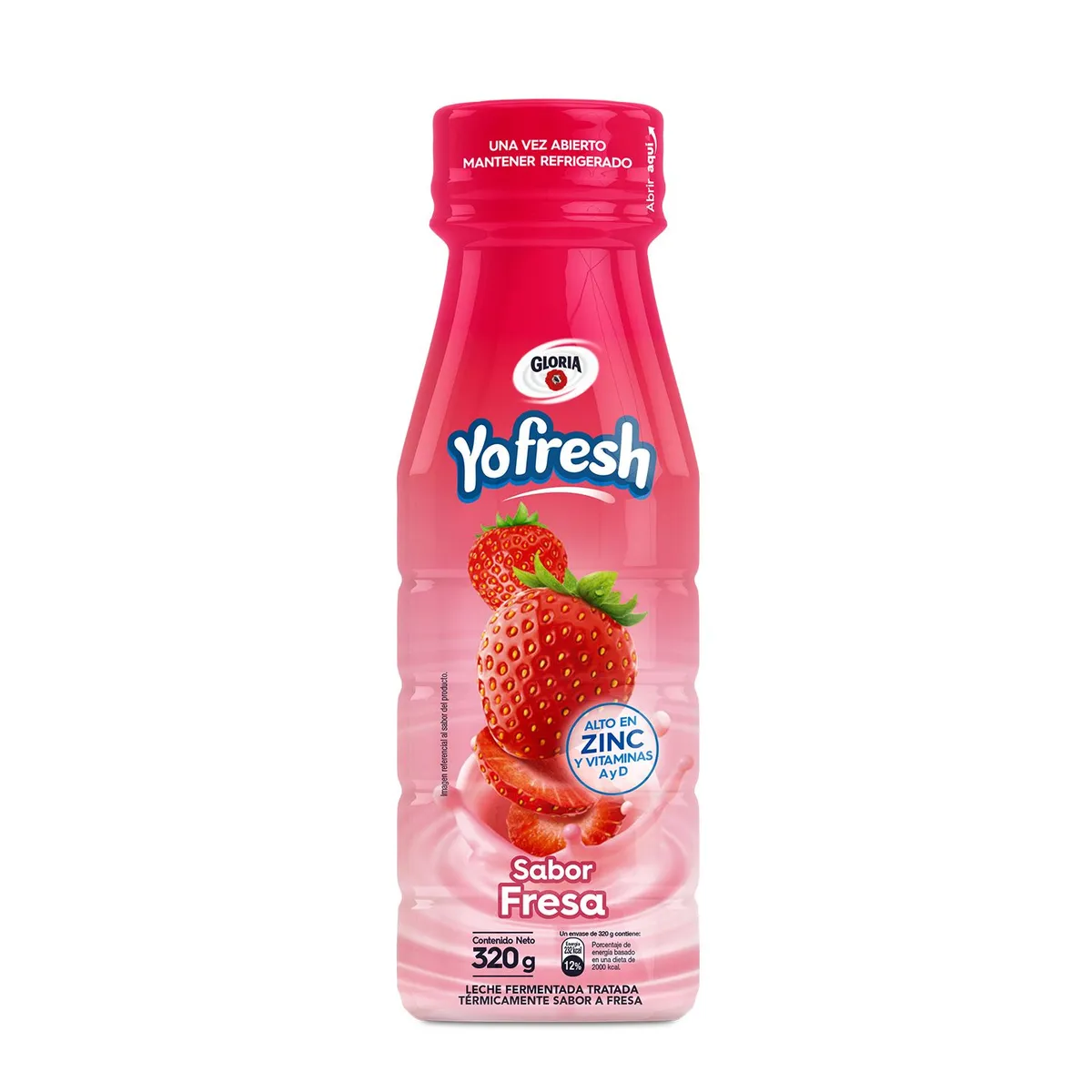 GLORIA - Bebida Láctea Gloria Yofresh Sabor Fresa Botella 320 g