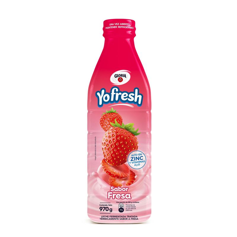 GLORIA - Bebida Láctea Gloria Yofresh Sabor Fresa Botella 970 g