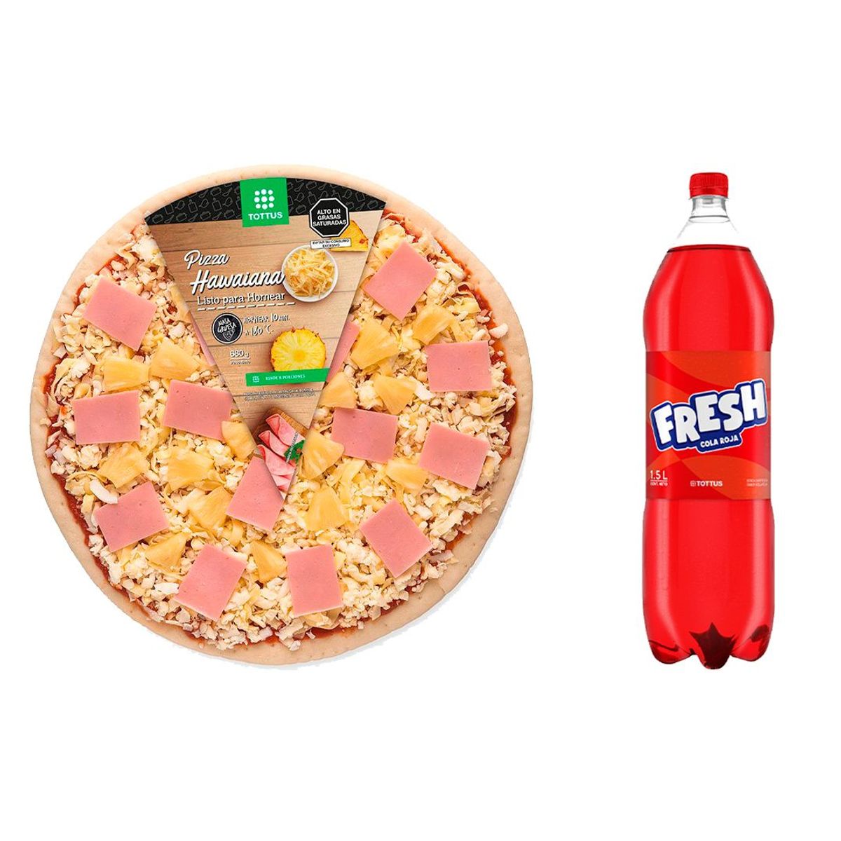 TOTTUS - PIZZA HAWAIANA+1 COLA ROJA FRESH 1.5LT
