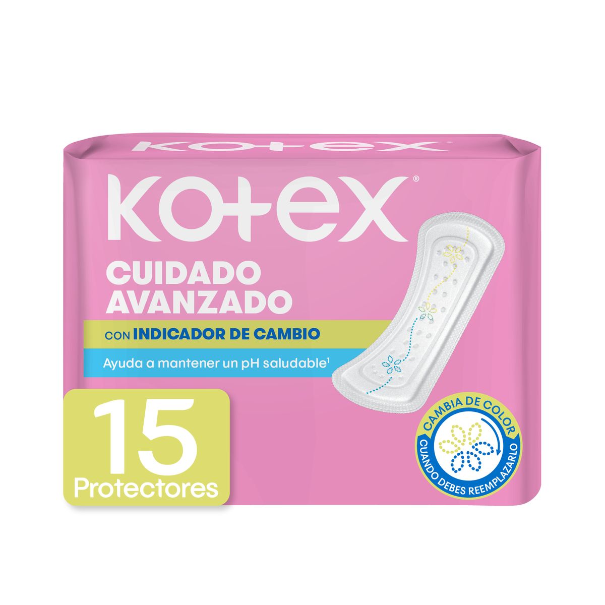 KOTEX - Protectores Diarios Kotex Cuidado Avanzado con Indicador de Cambio Empaque 15 Und