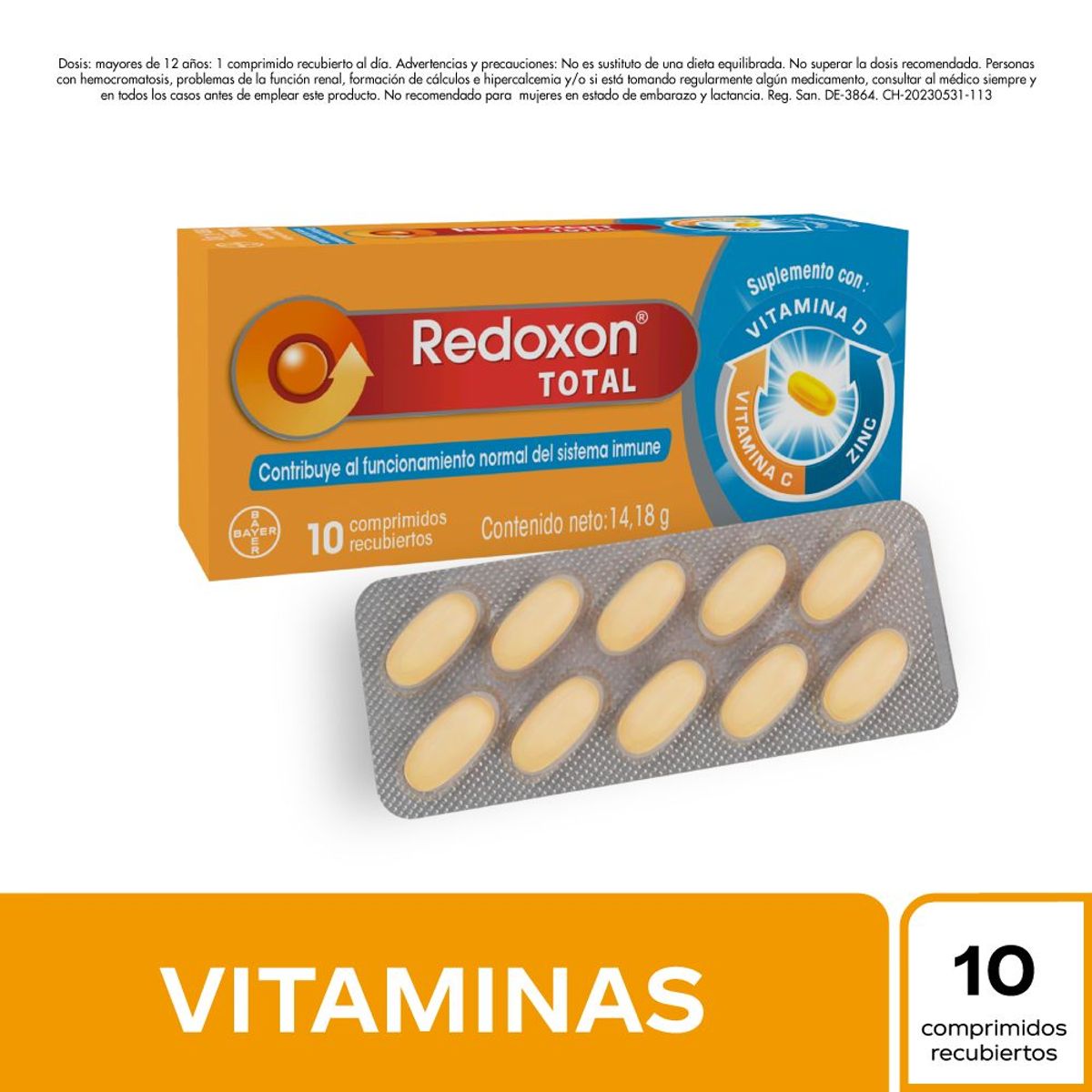 REDOXON - Suplemento Alimenticio Redoxon Total Comprimidos Caja 10 Und