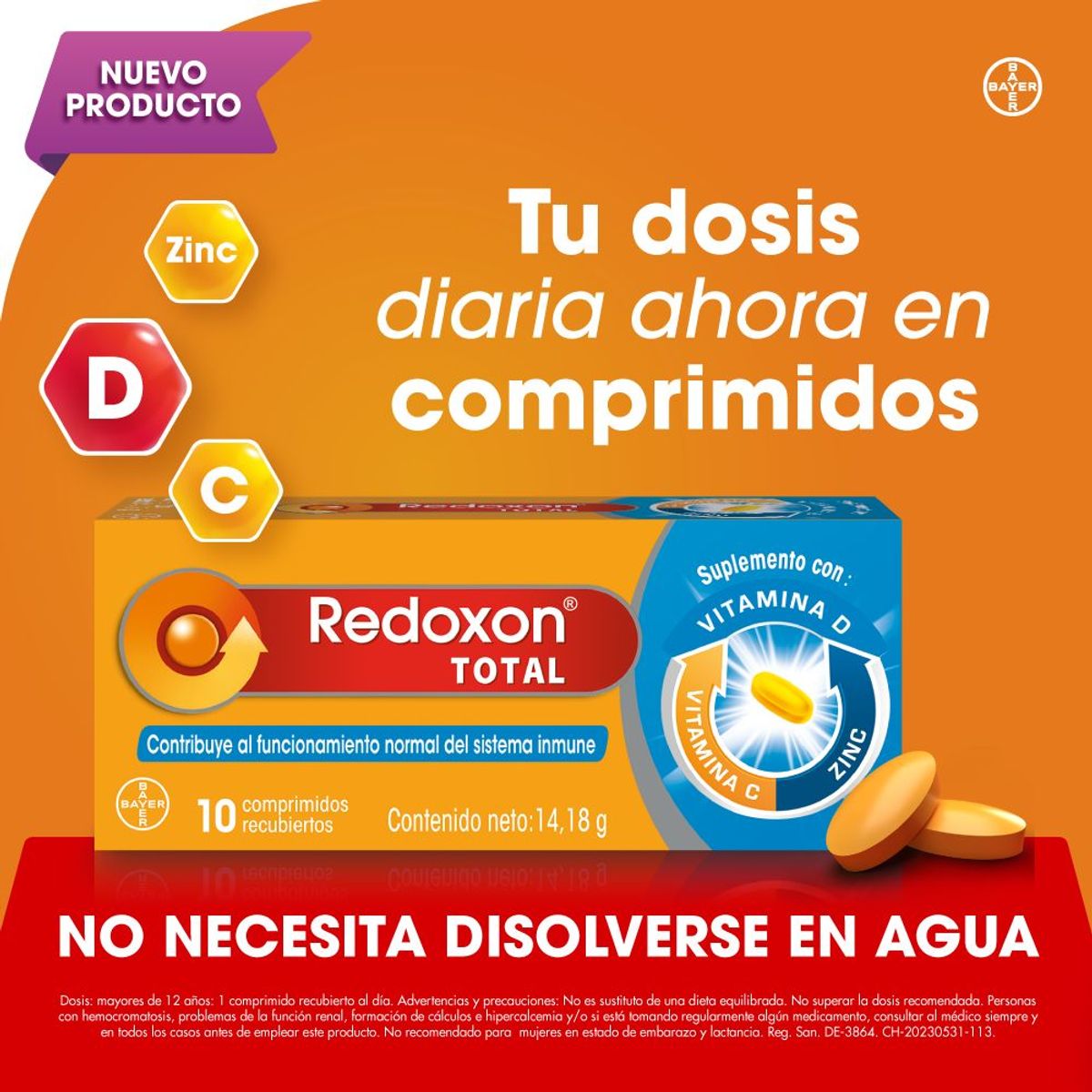 REDOXON - Suplemento Alimenticio Redoxon Total Comprimidos Caja 10 Und