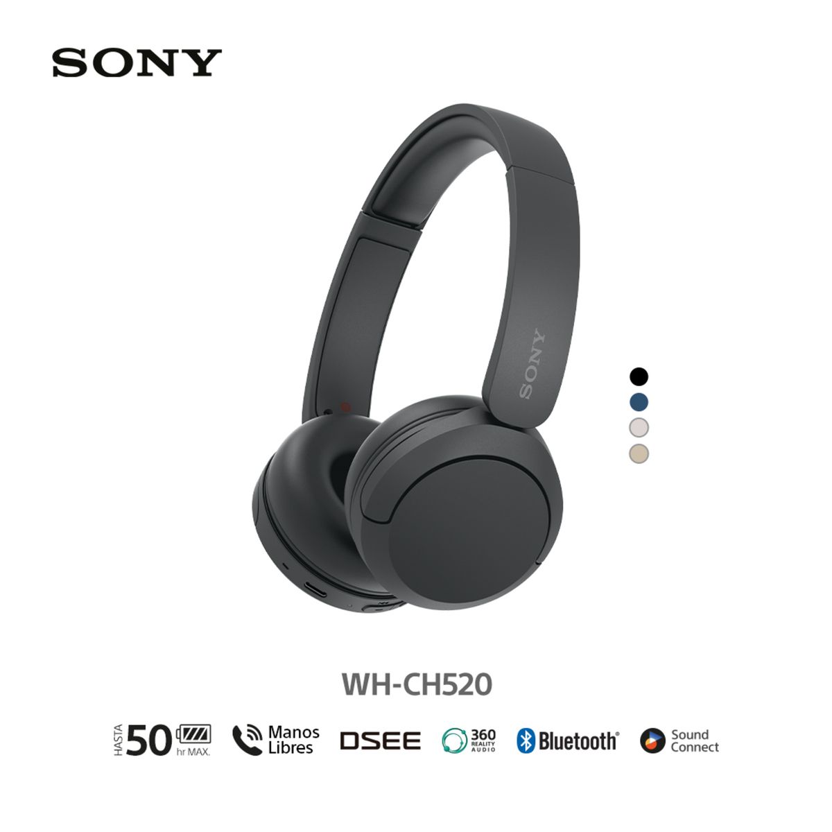 SONY - Sony Audífonos Bluetooth WH-CH520 Negro