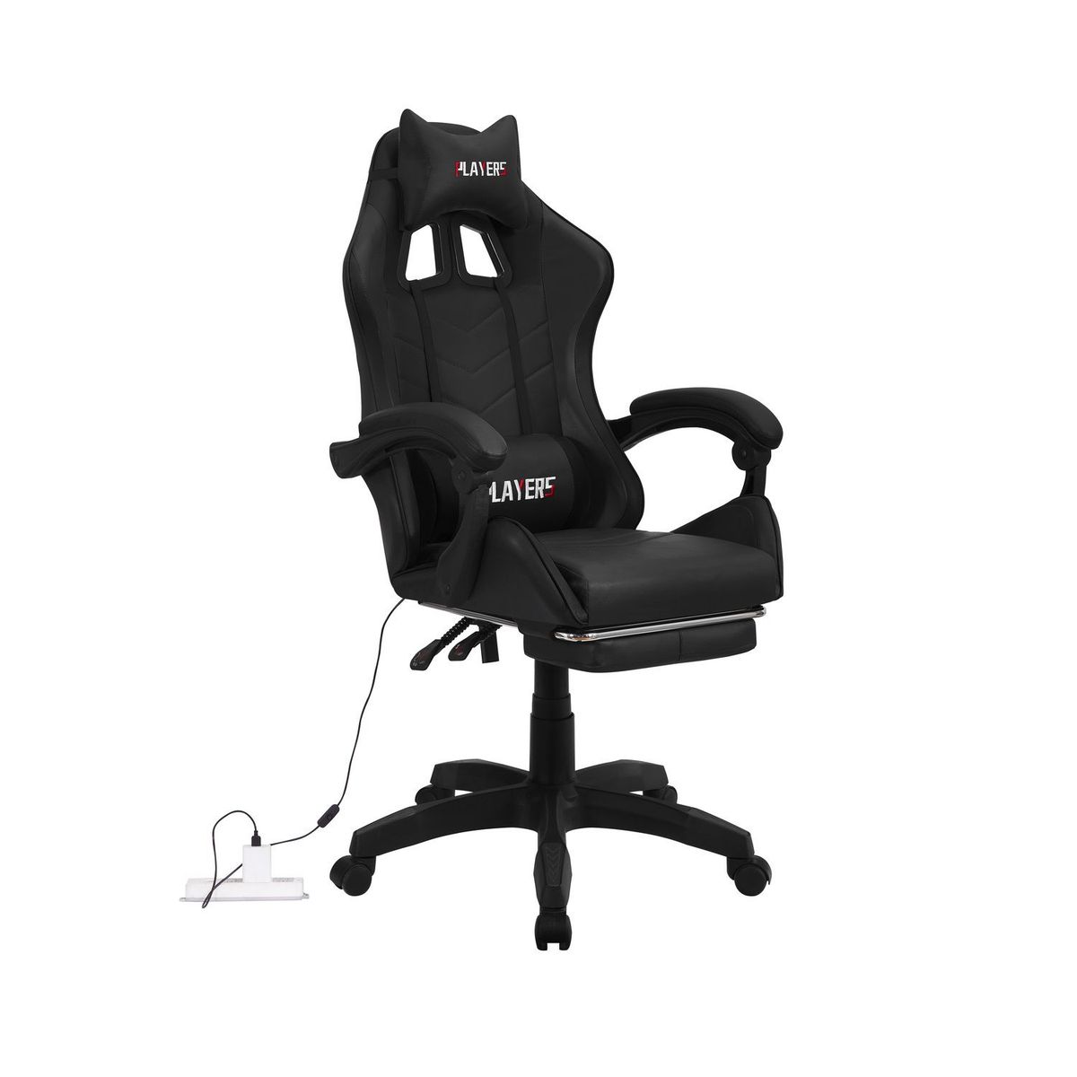 CASA JOVEN - Silla Gamer Reclinable con Masajeador Black