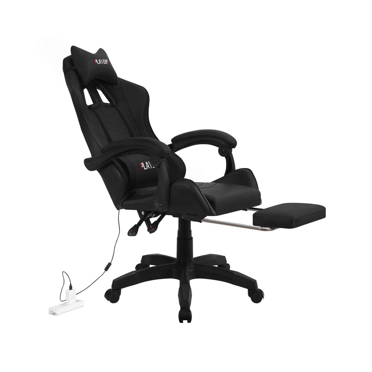 CASA JOVEN - Silla Gamer Reclinable con Masajeador Black