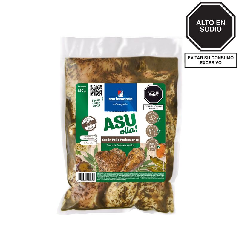 SAN FERNANDO - Pollo Macerado Sabor Pachamanca x 650 g Asu Olla!