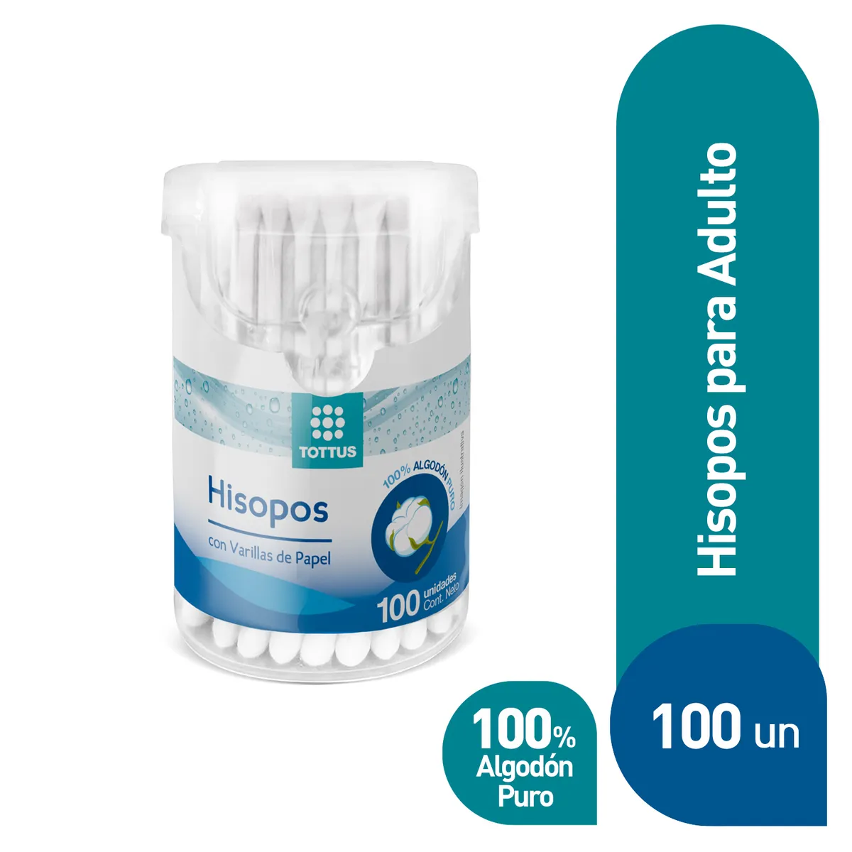 TOTTUS - Hisopos Papel Tottus Adulto Envase 100 Und