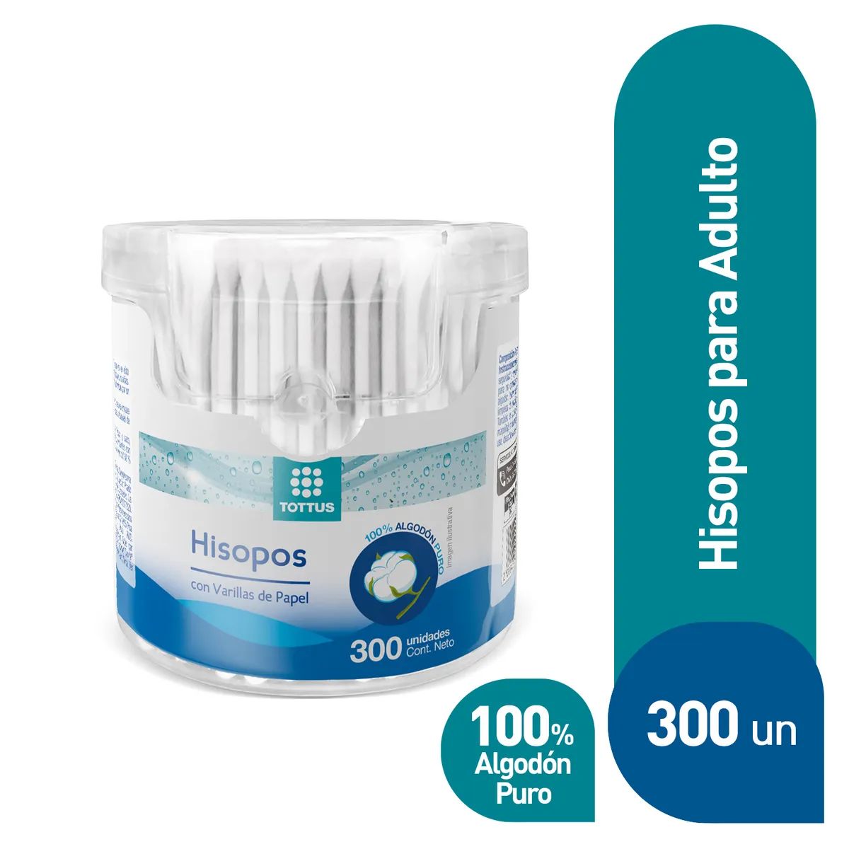 TOTTUS - Hisopos Papel Tottus Adulto Envase 300 Und