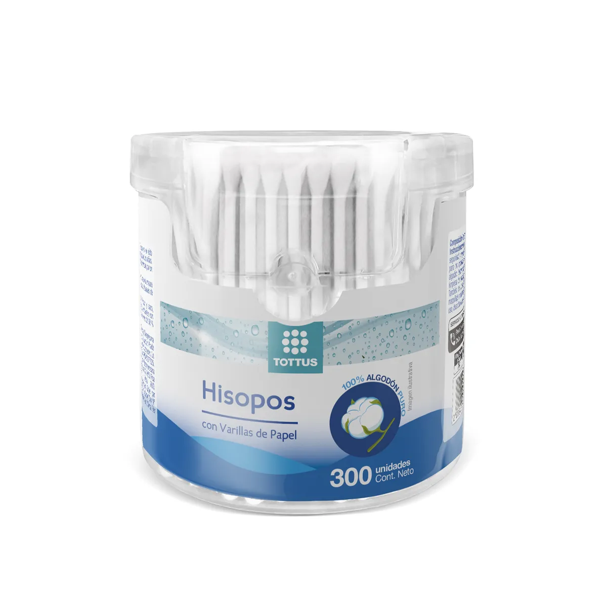 TOTTUS - Hisopos Papel Tottus Adulto Envase 300 Und