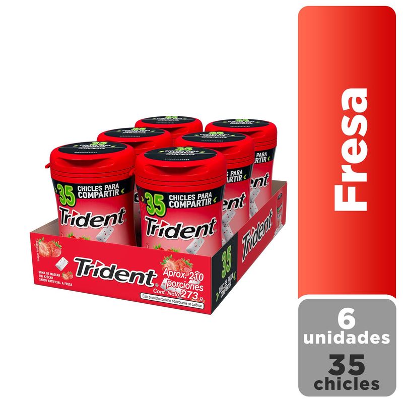 TRIDENT - Chicle Trident Botella Sin Azúcar sabor Fresa 35 Unidades