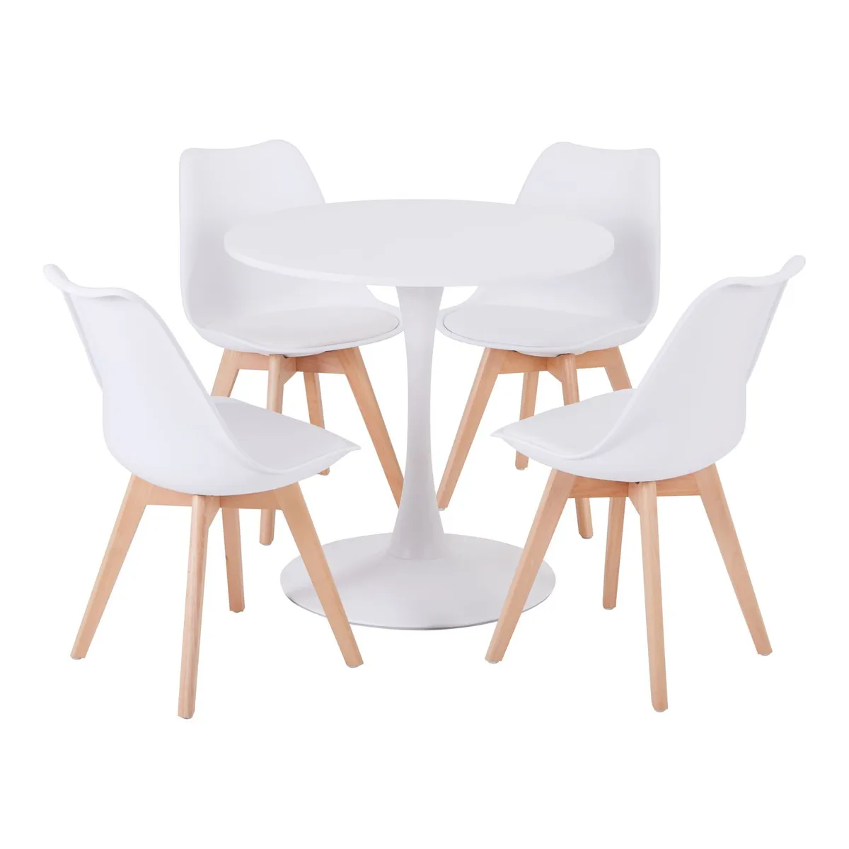 CASA JOVEN - Comedor 4 Sillas Tulip Blanco 80X80X75Cm
