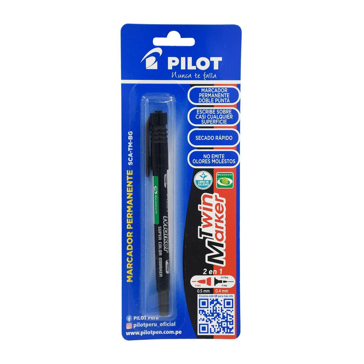 PILOT - Plumón Permanente Pilot 2 En 1 Color Negro
