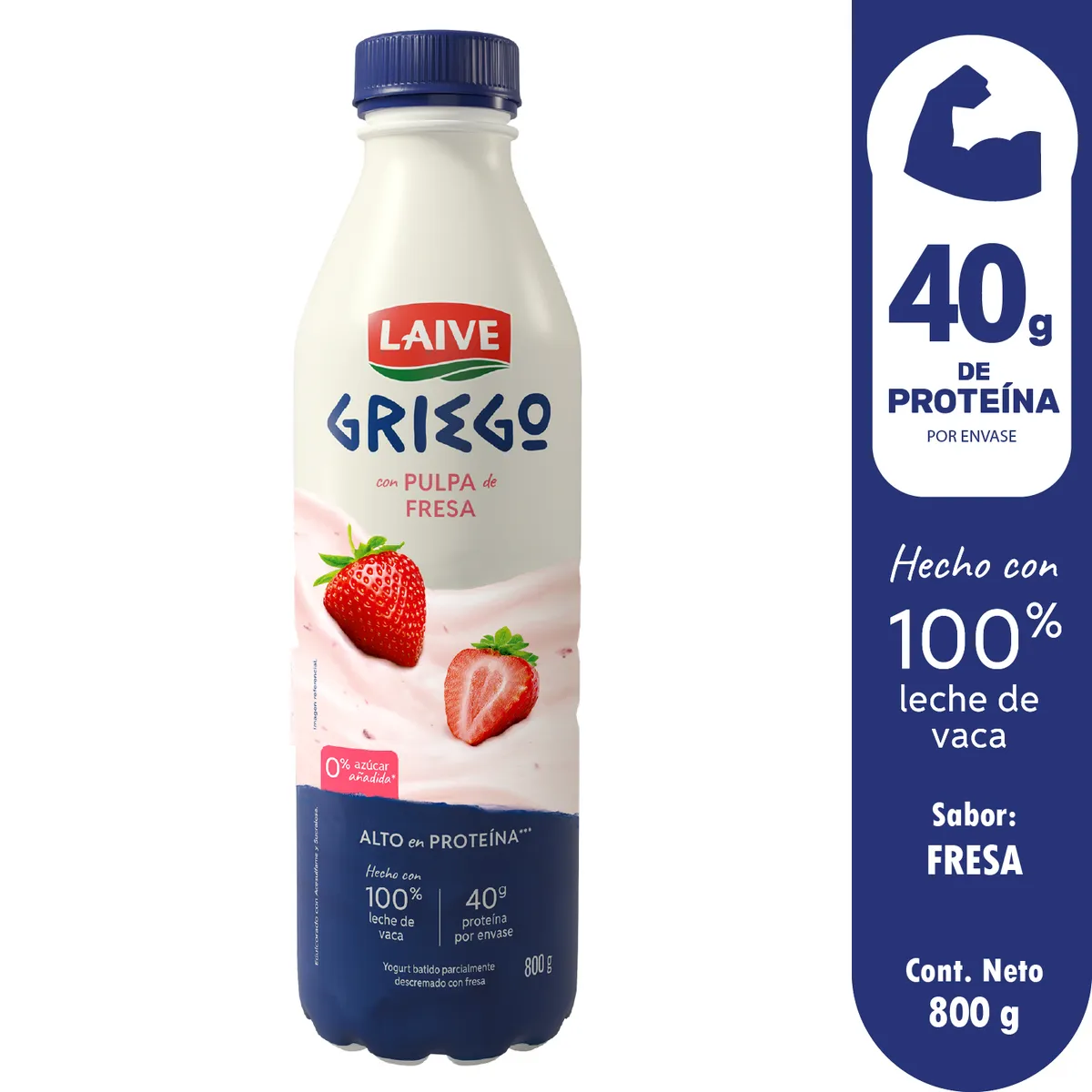 LAIVE - Yogurt Laive Griego Fresa Botella 800 mL