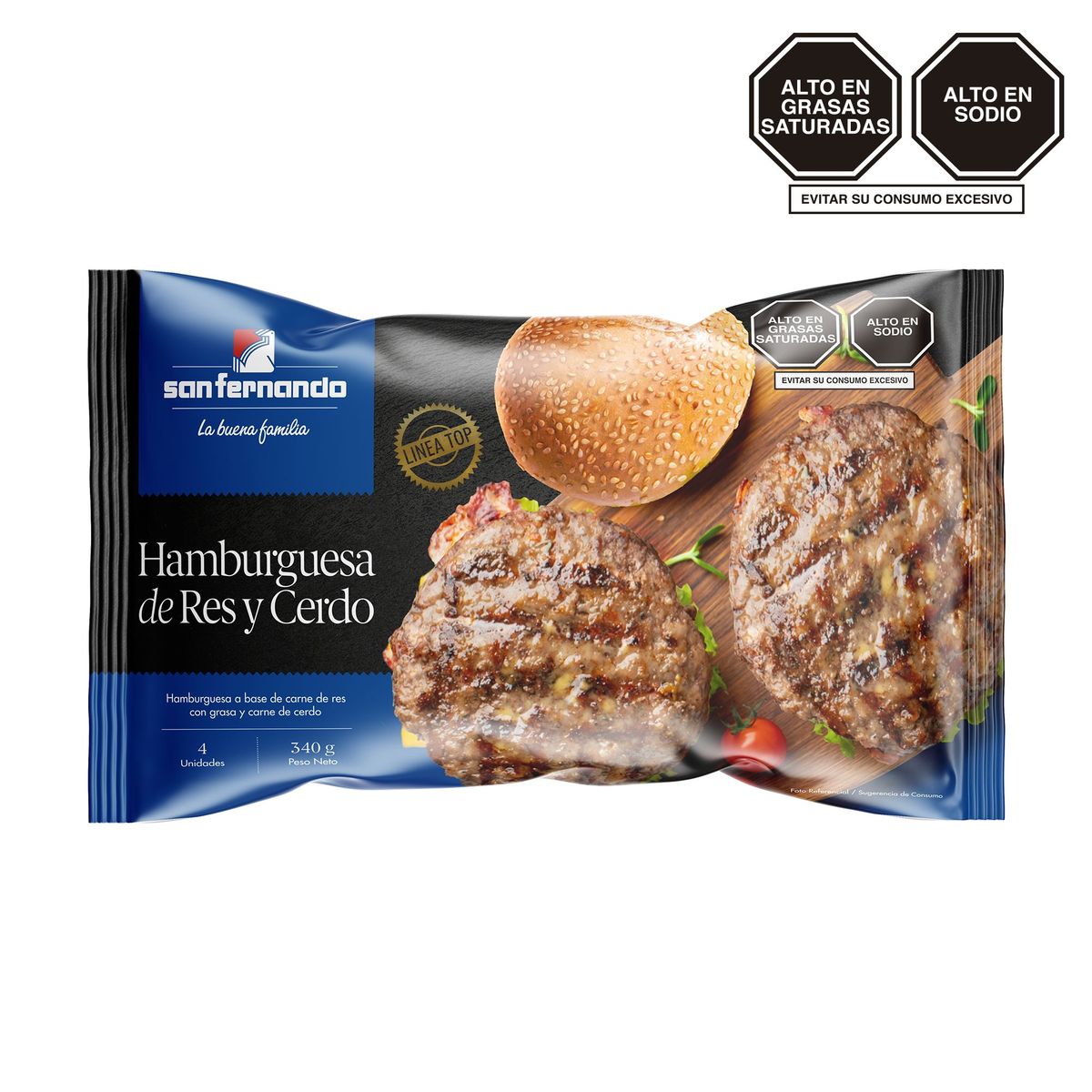 SAN FERNANDO - Hamburguesa de Cerdo y Res San Fernando Empaque 340 g
