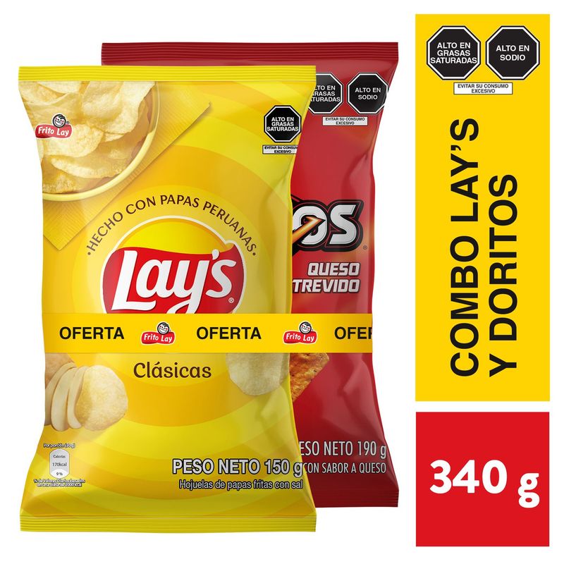 LAYS - Pack Papas Lay's Clásicas 150g y Doritos 190g