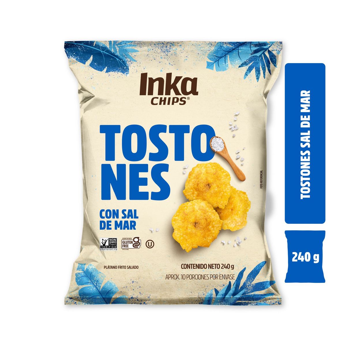 INKA CHIPS - Tostones Inka Chips con Sal de Mar Bolsa 240 g