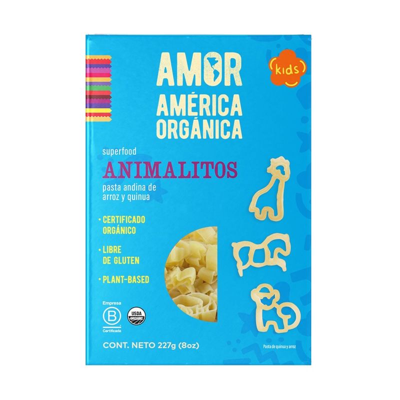 AMERICA ORGANICA - Pasta América Orgánica Andino Animalitos  Bolsa 227 g