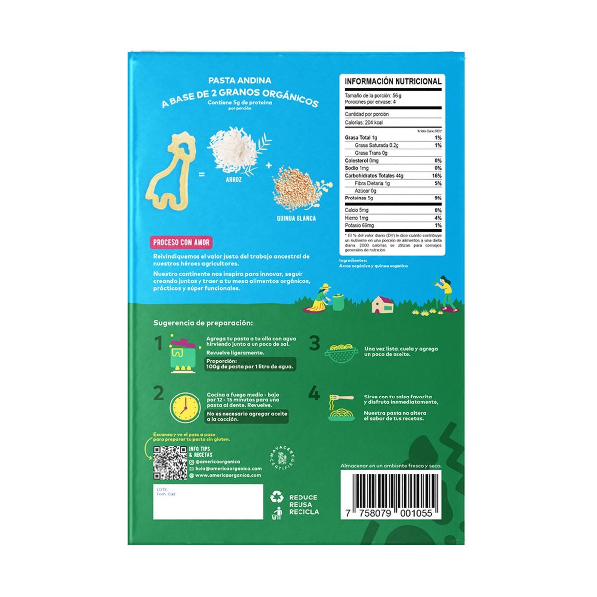 AMERICA ORGANICA - Pasta Andina Animalitos Orgánica América Bolsa 227 g