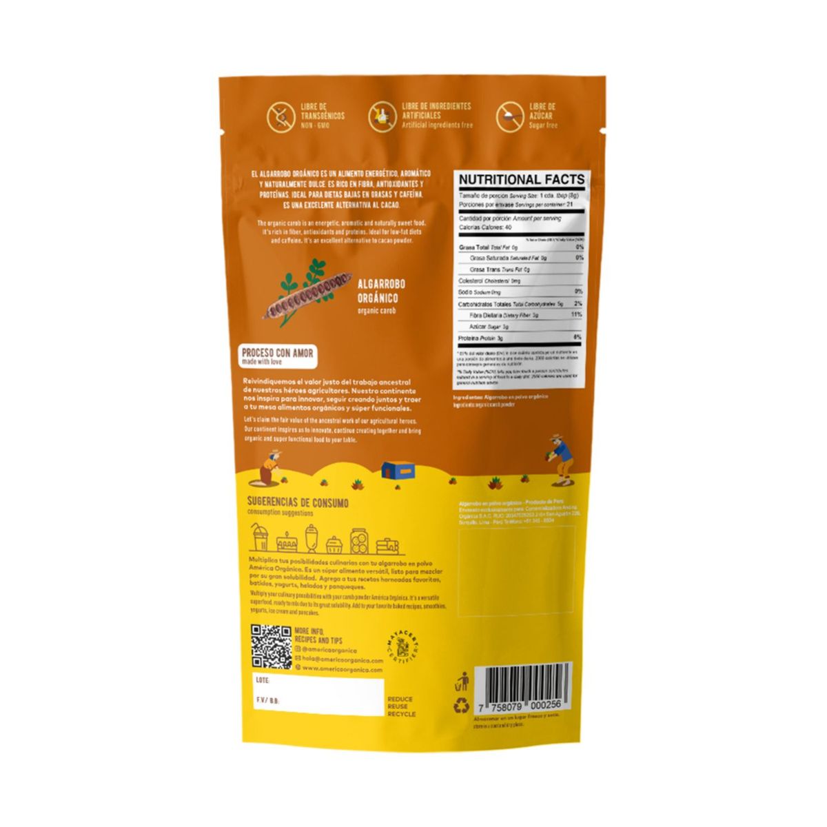  - ALGARROBO EN POLVO ORGANICO AMERICA ORGANICA 170G