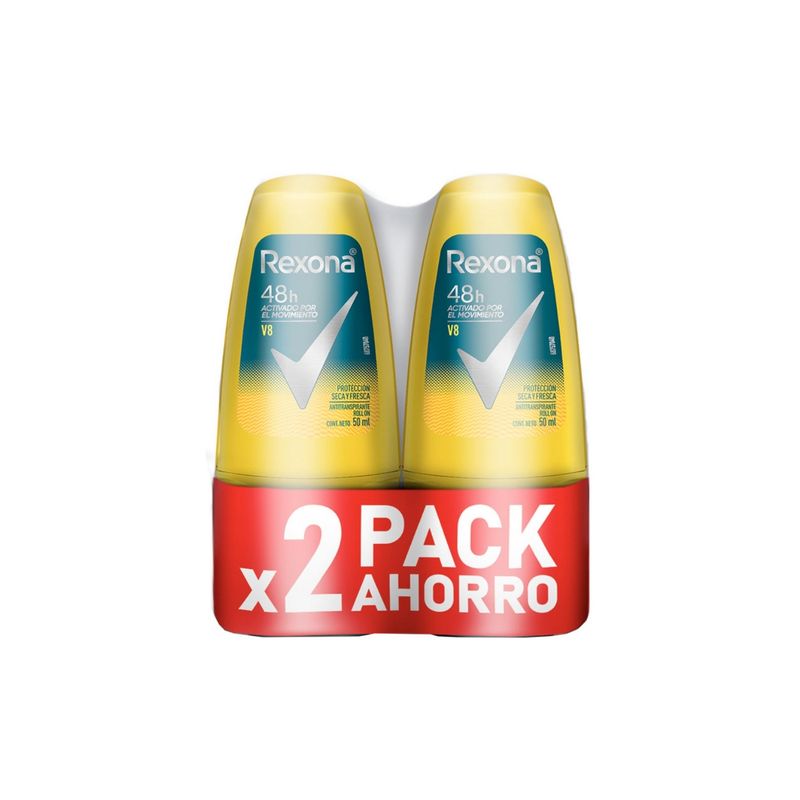 REXONA - Antitranspirante Roll On Rexona Men V8 Empaque 2 Und