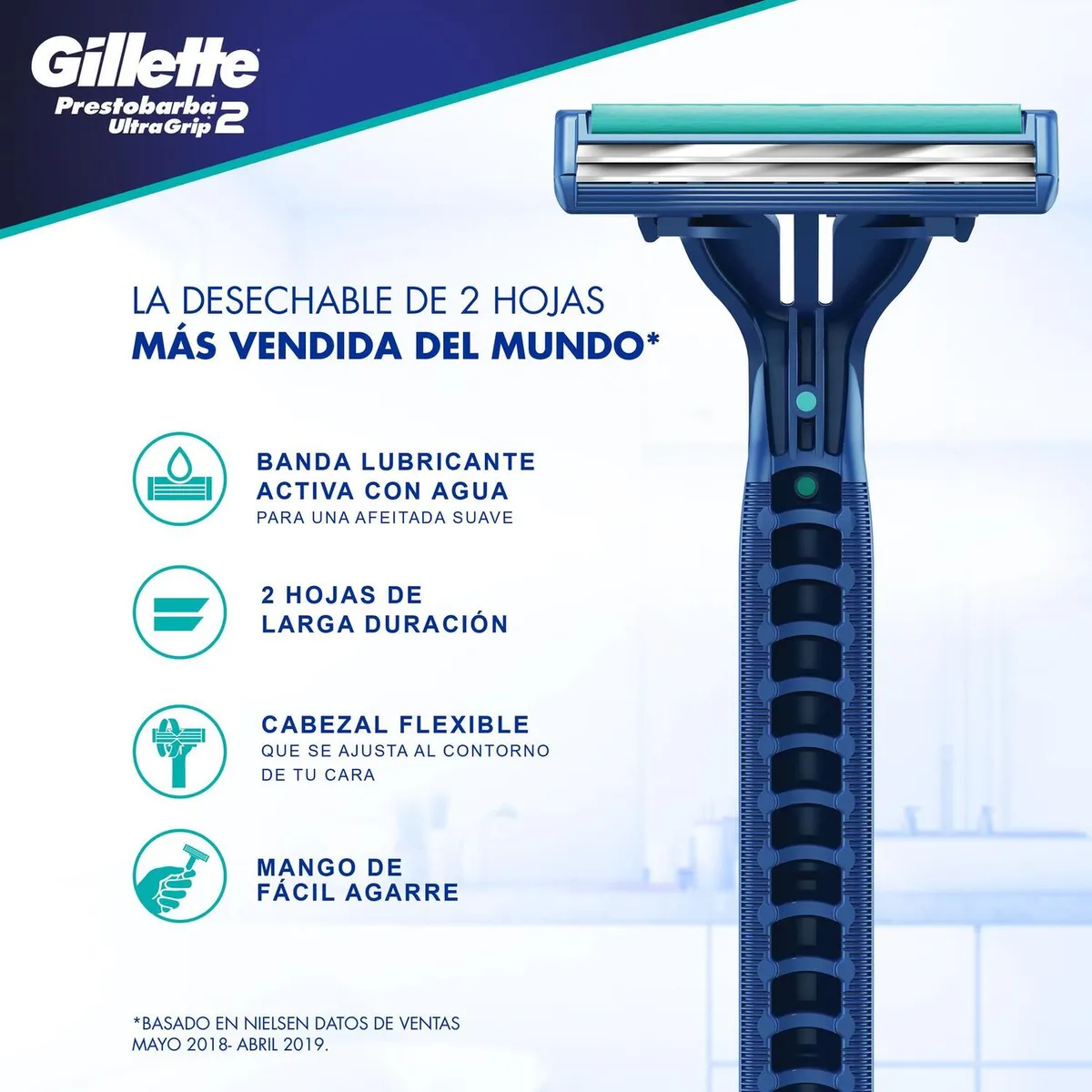 GILLETTE - Máquina de Afeitar Gillette Prestobarba2 Ultragrip Móvil Empaque 3 Und