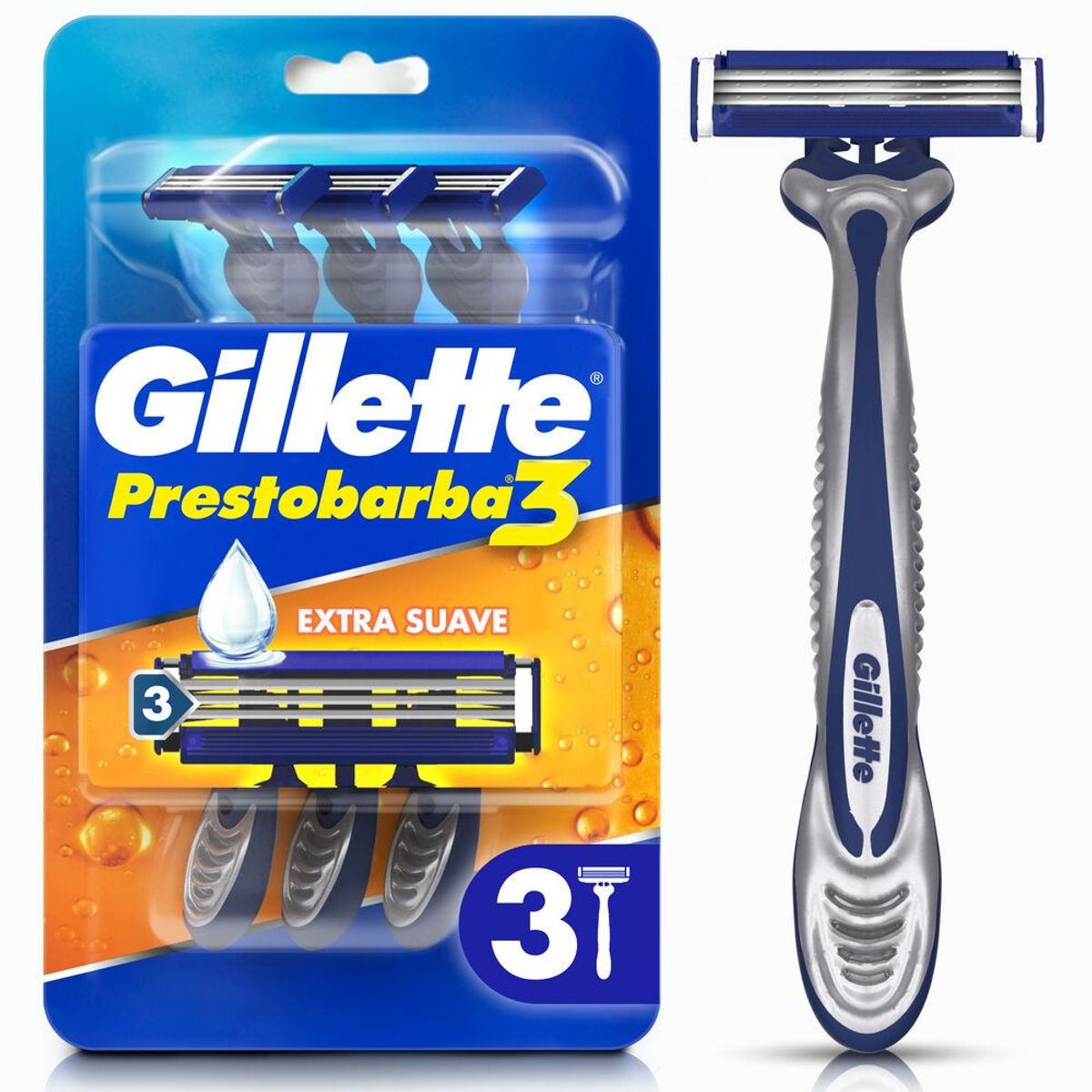 GILLETTE - Máquina de Afeitar Gillette Prestobarba3 Extra Suave Empaque 3 Und