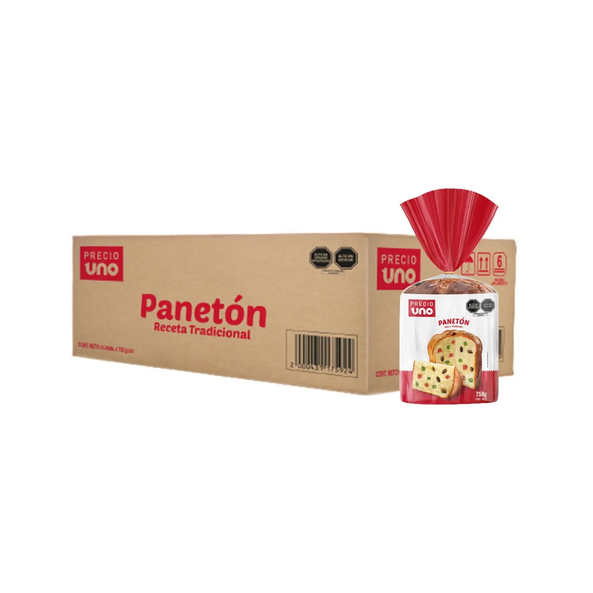 PRECIO UNO - Caja 6 Panetón Precio Uno Tradicional
