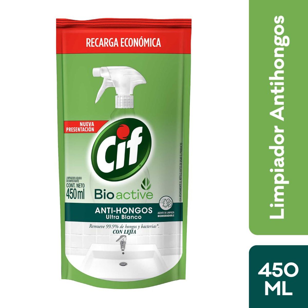 CIF - Limpiador Líquido Cif Bio Active Anti Hongos Doypack 450 mL