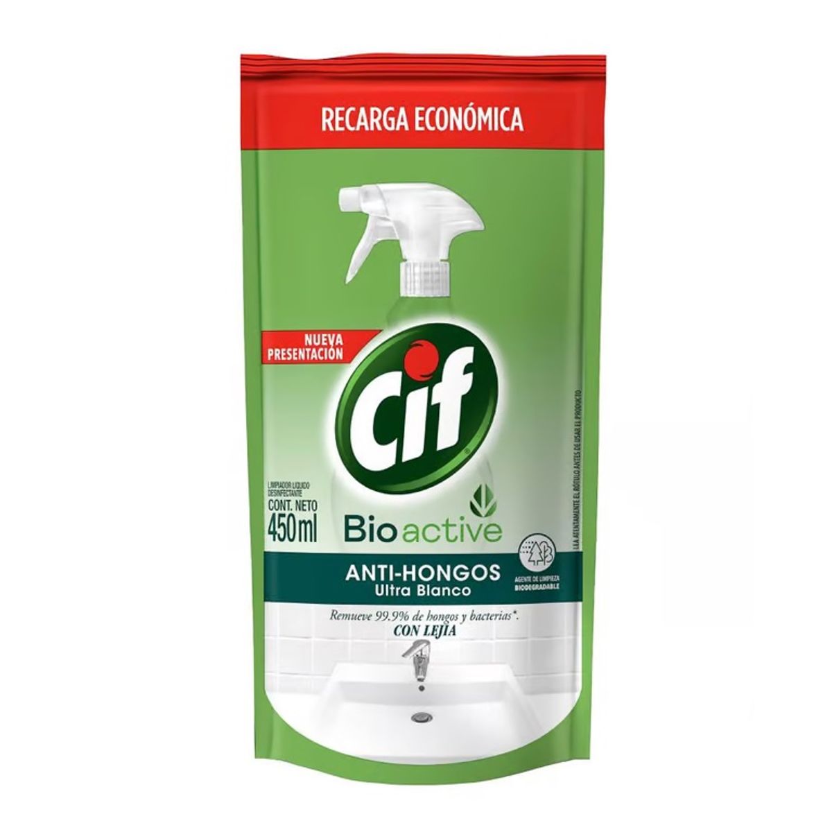 CIF - Limpiador Líquido Cif Bio Active Anti Hongos Doypack 450 mL