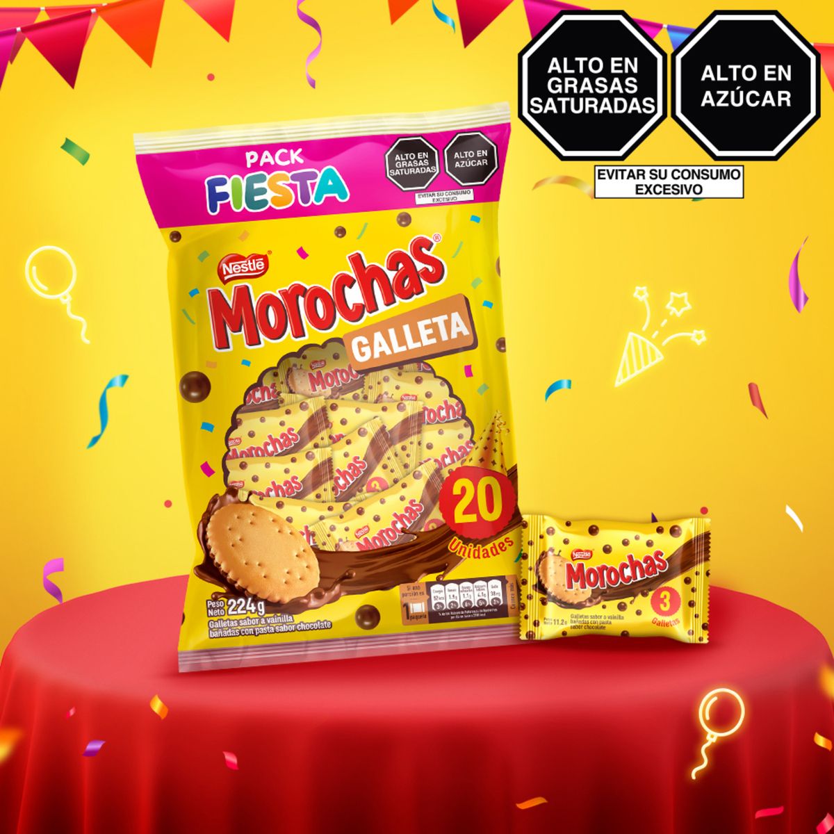 NESTLE - Galletas Morochas Fiesta 20 Unidades 224g