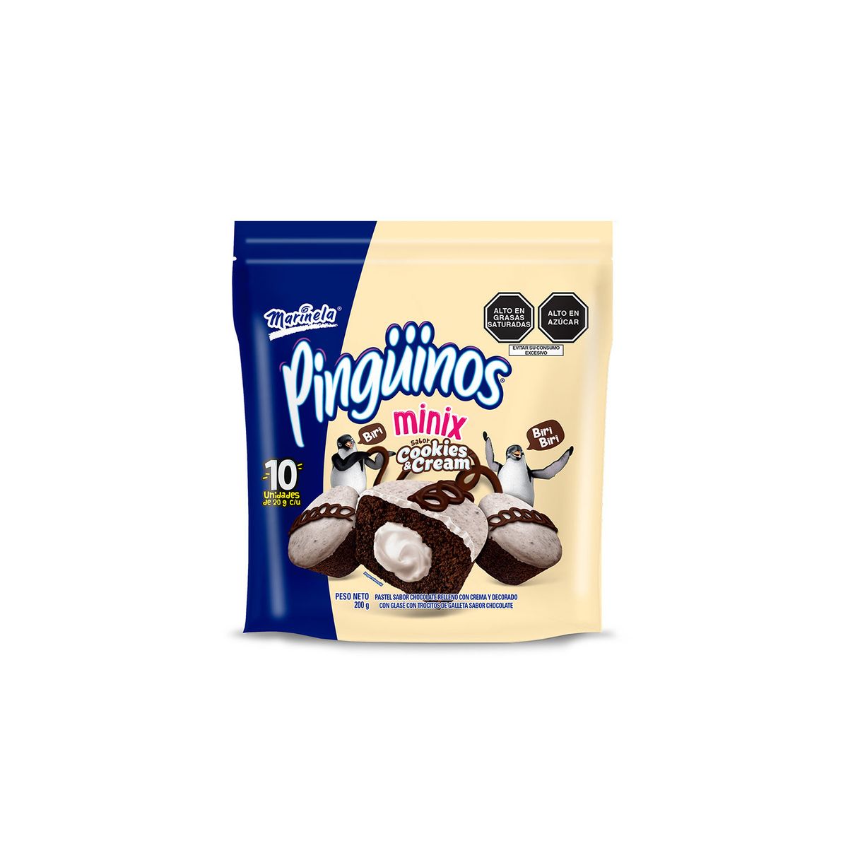 MARINELA - Minix Pingüinos Marinela Cookies and Cream Doypack 200 g