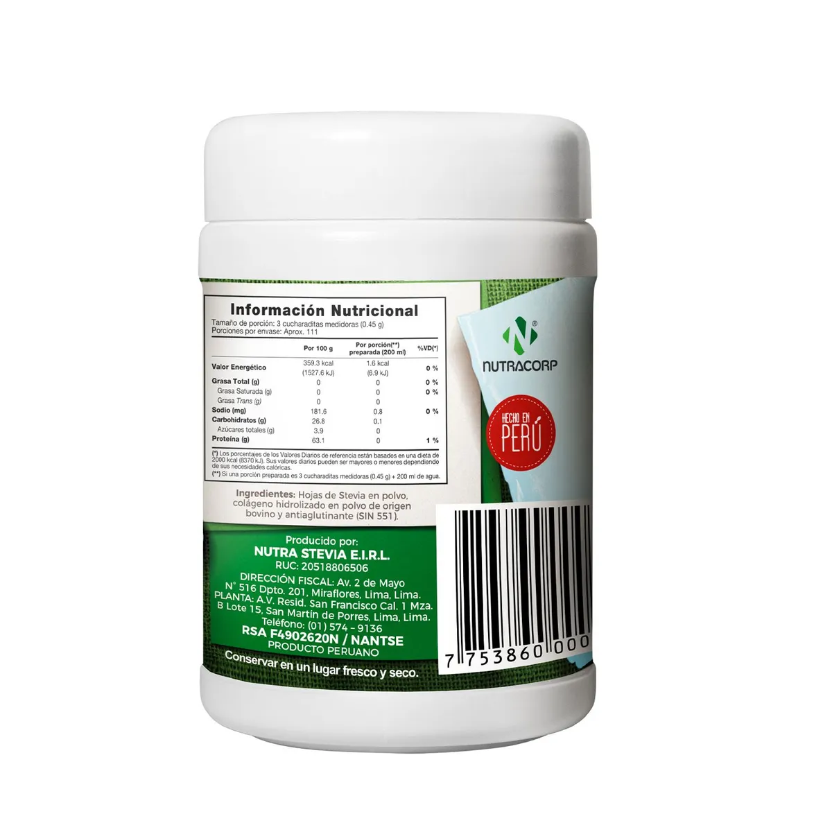 NUTRASTEVIA - Endulzante Nutrastevia Con Colágeno Envase 50 g