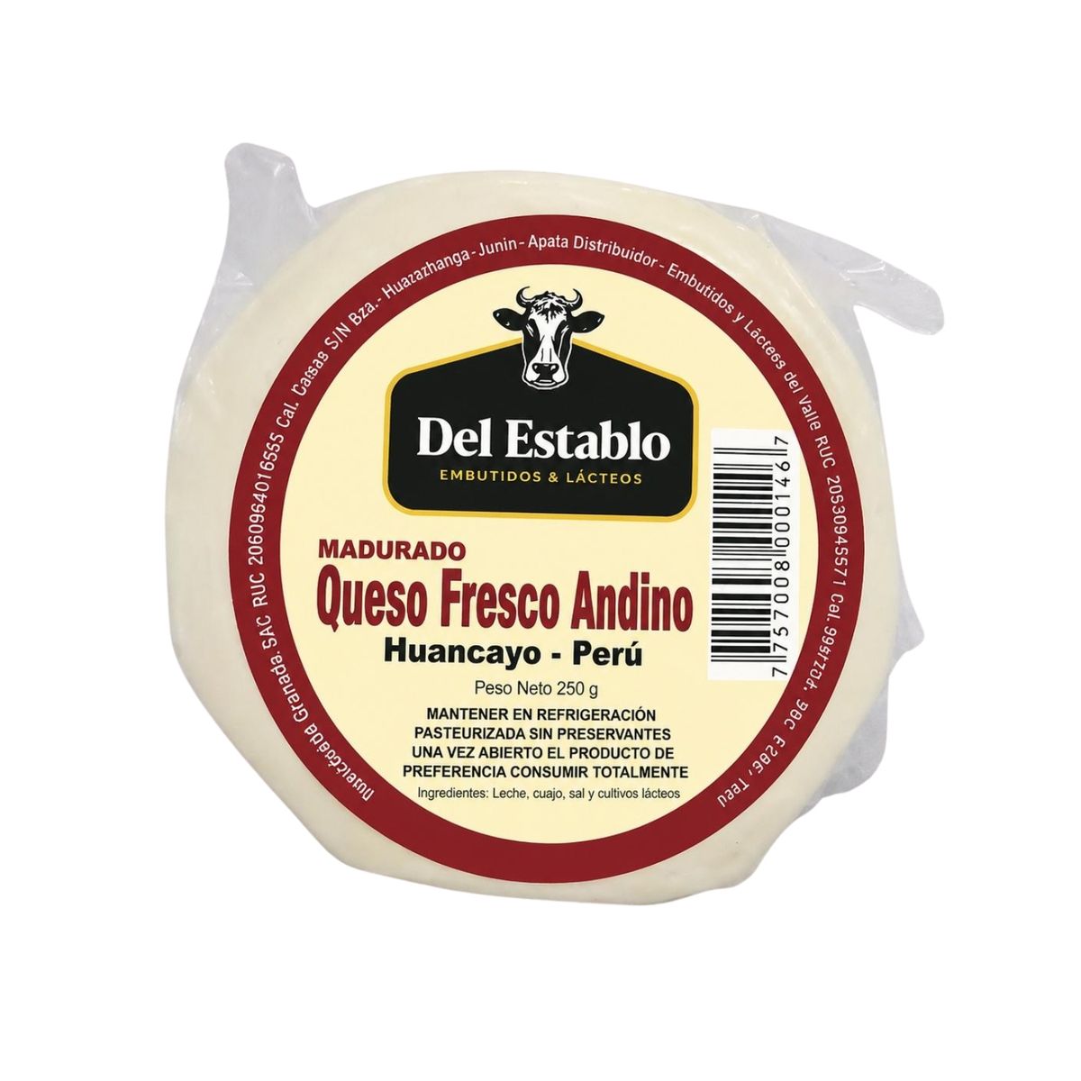 DEL ESTABLO - Queso Andino Del Establo Empaque 250 g