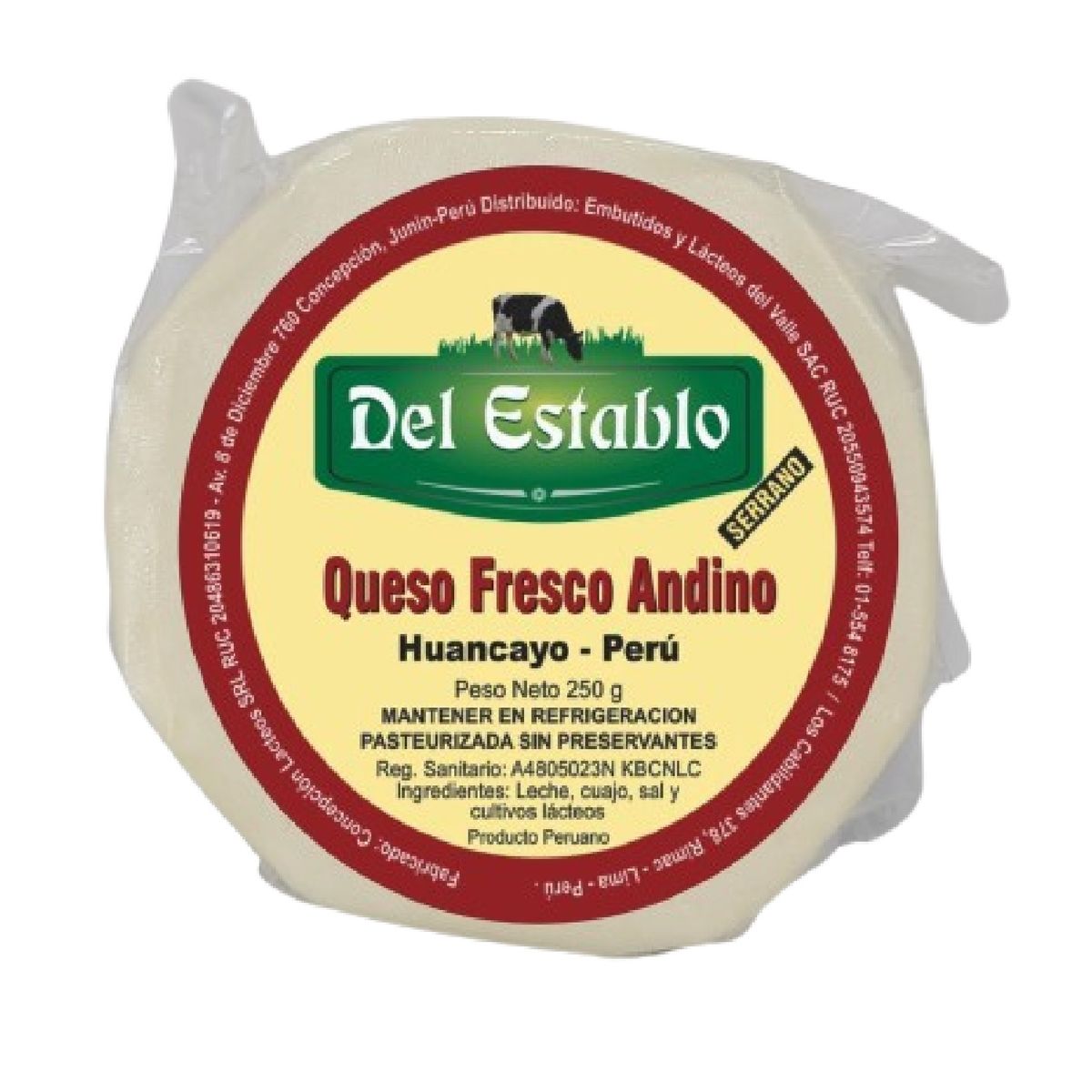 DEL ESTABLO - Queso Andino Del Establo Empaque 250 g