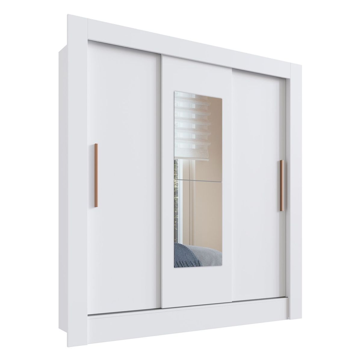 CASA JOVEN - Ropero 3 Puertas Corredizas Con Espejo Blanco