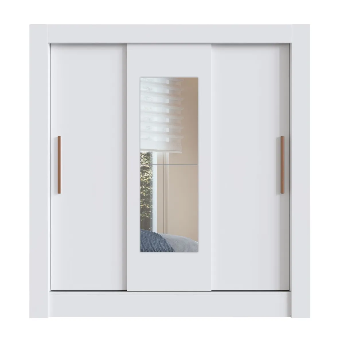 CASA JOVEN - Ropero 3 Puertas Corredizas Con Espejo Blanco