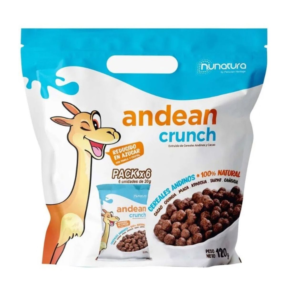 NUNATURA - Ceral Nunatura Andean Crunch Chocolate Sixpack Bolsa 20 g