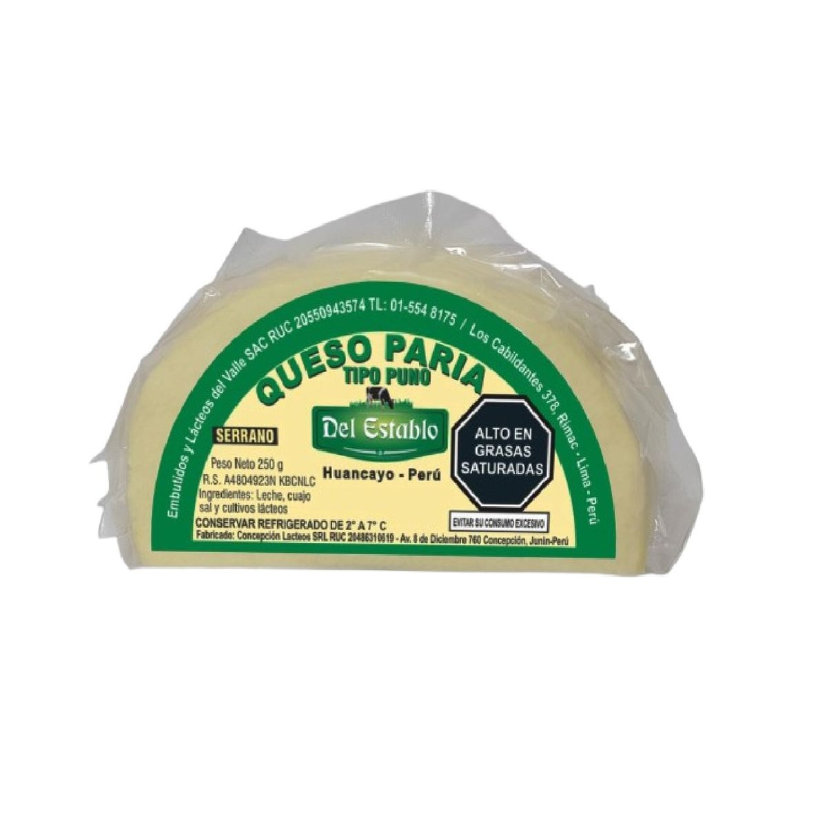 DEL ESTABLO - Queso Paria Tipo Puno Del Establo Empaque 250 g