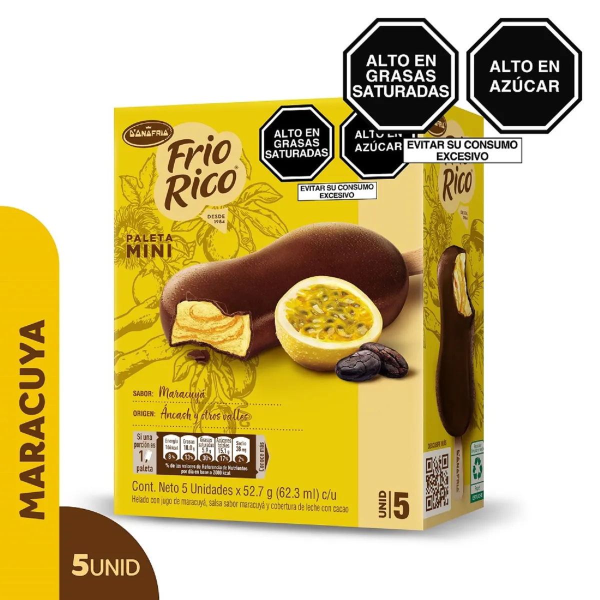 DONOFRIO - Helado Donofrio Frio Rico Paleta Maracuyá Caja 5 Und