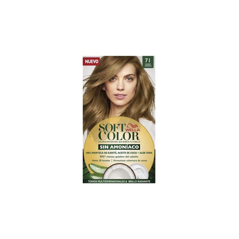 - Kit Tinte Capilar Soft Color Sin Amoniaco Tono 71 Rubio Cenizo
