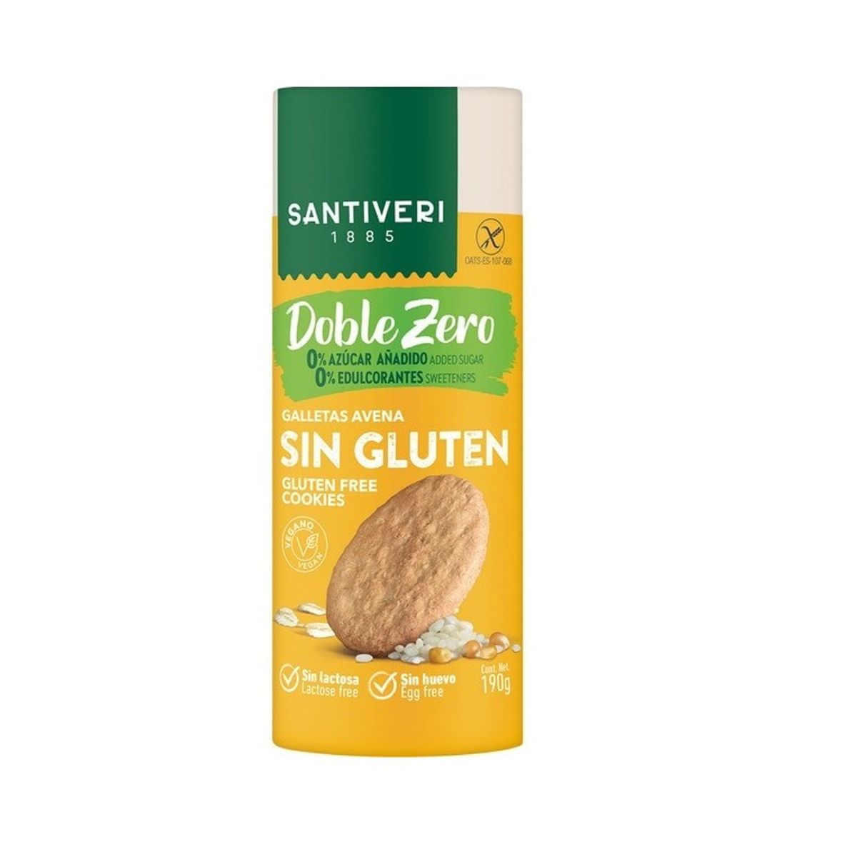 SANTIVERI - Galletas Santiveri Sin Gluten Doble Zero Bolsa 190 g