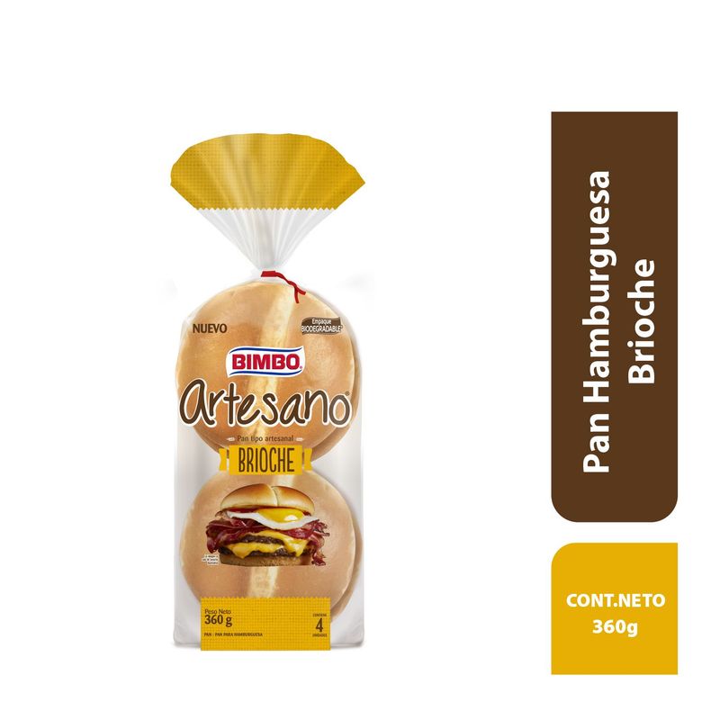 BIMBO - Pan Bimbo Hamburguesa Brioche Artesano 4P Bolsa 360 gr