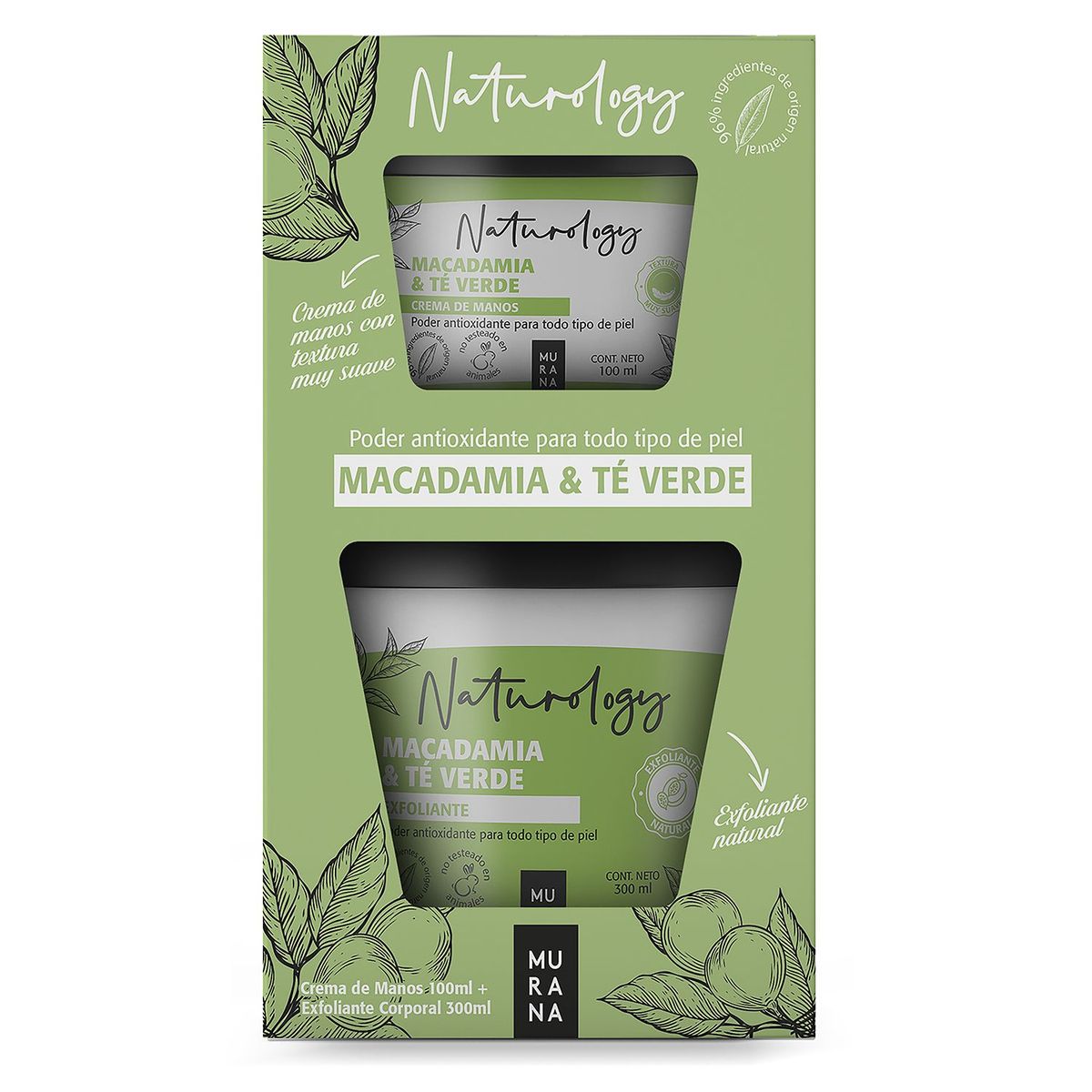 MURANA - Pack Murana Macadamia y Té Verde Crema de Manos 100 mL + Exfoliante 300 mL
